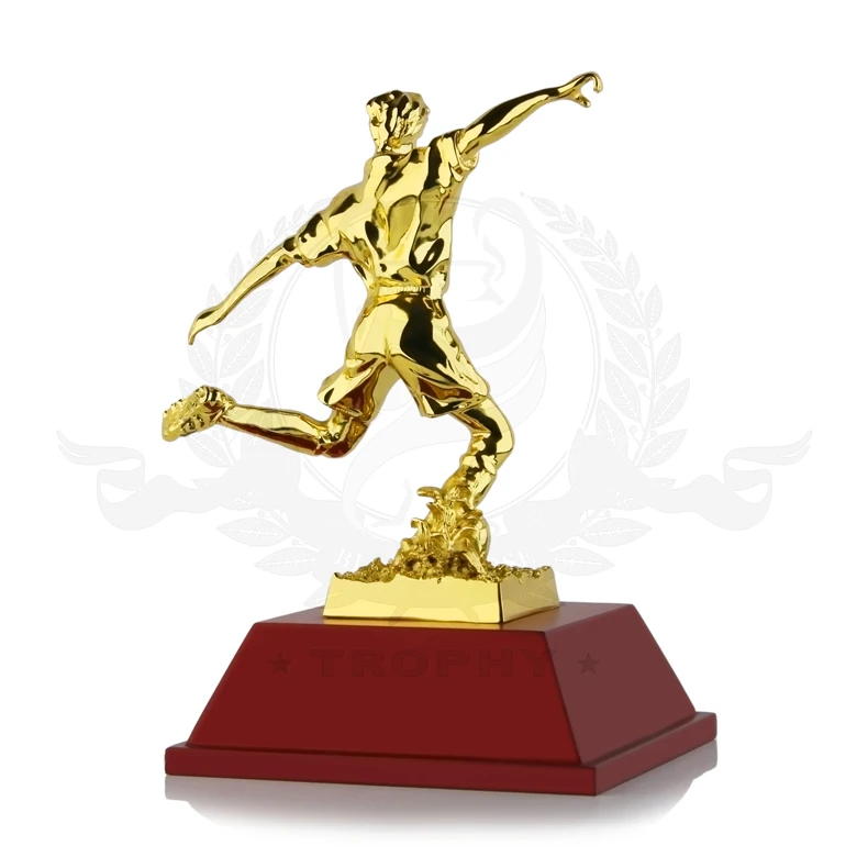  new design custom logo wood base gold silver copper plated soccer club sports souvenir