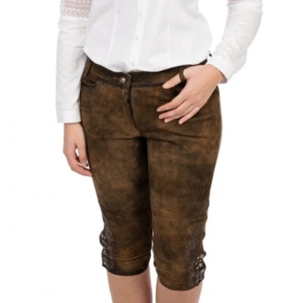 German Wear Oktoberfest Traditional Shorts For Women Custom Embroidery Design Bavarian Suede Leather Pant