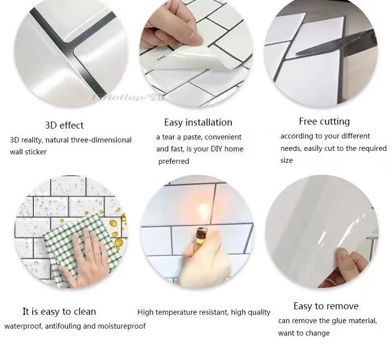 
Easy Clean Waterproof Flexible Wall Sticker Wallpaper 