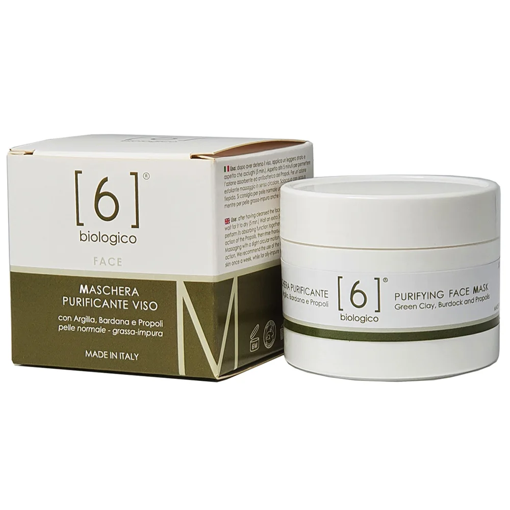 PURIFYING COSMETIC FACE MASK - with Green Clay, Burdock and Propolis - for oily skin - Made in Italy