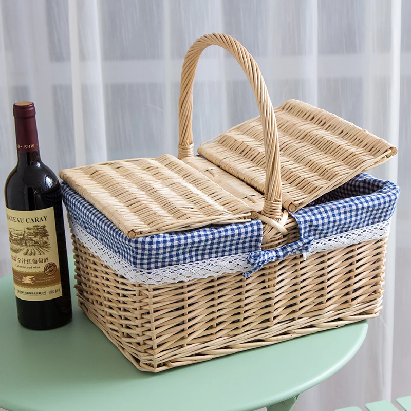 Eco Friendly High Quality Best Sell Natural Rattan Basket Squares Fabric Storage Laundry Fruit Vietnam Bread Food Rattan Basket