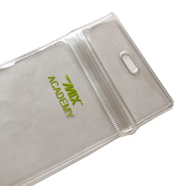 Customized Clear Plastic PVC Silk Printing Logo One Touch Card Holder with Zipper