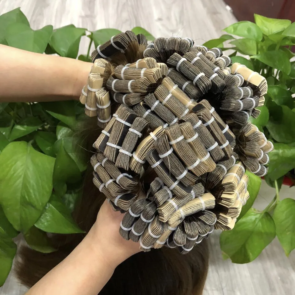 Лента супердвойные натянутые волосы оптовая продажа поставщик накладных волос с плоскими кончиками цветные во Вьетнаме