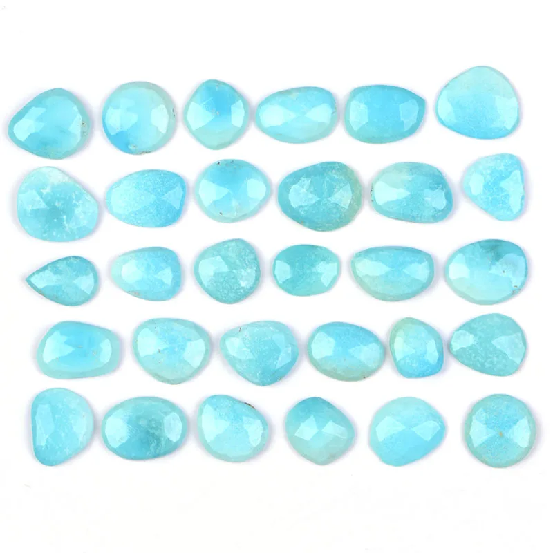 
Natural Free Size Arizona Turquoise Polki Faceted Loose Gemstone Turquoise Rose Cuts Stone 