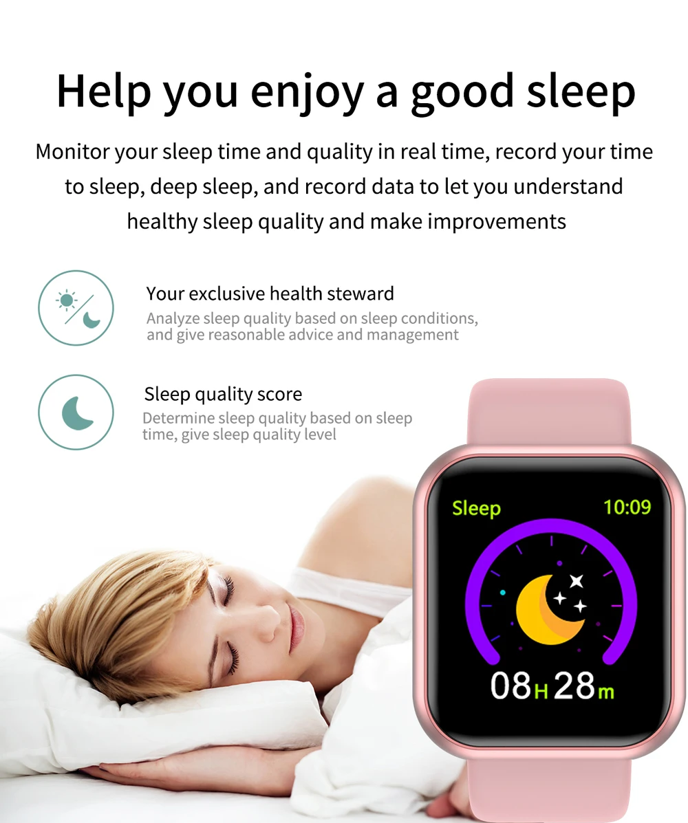 D20 Pro Smart Watch Y68 BT 5.1 Fitness Tracker Sports Watch Heart Rate Monitor Blood Pressure Smart Bracelet for Android IOS
