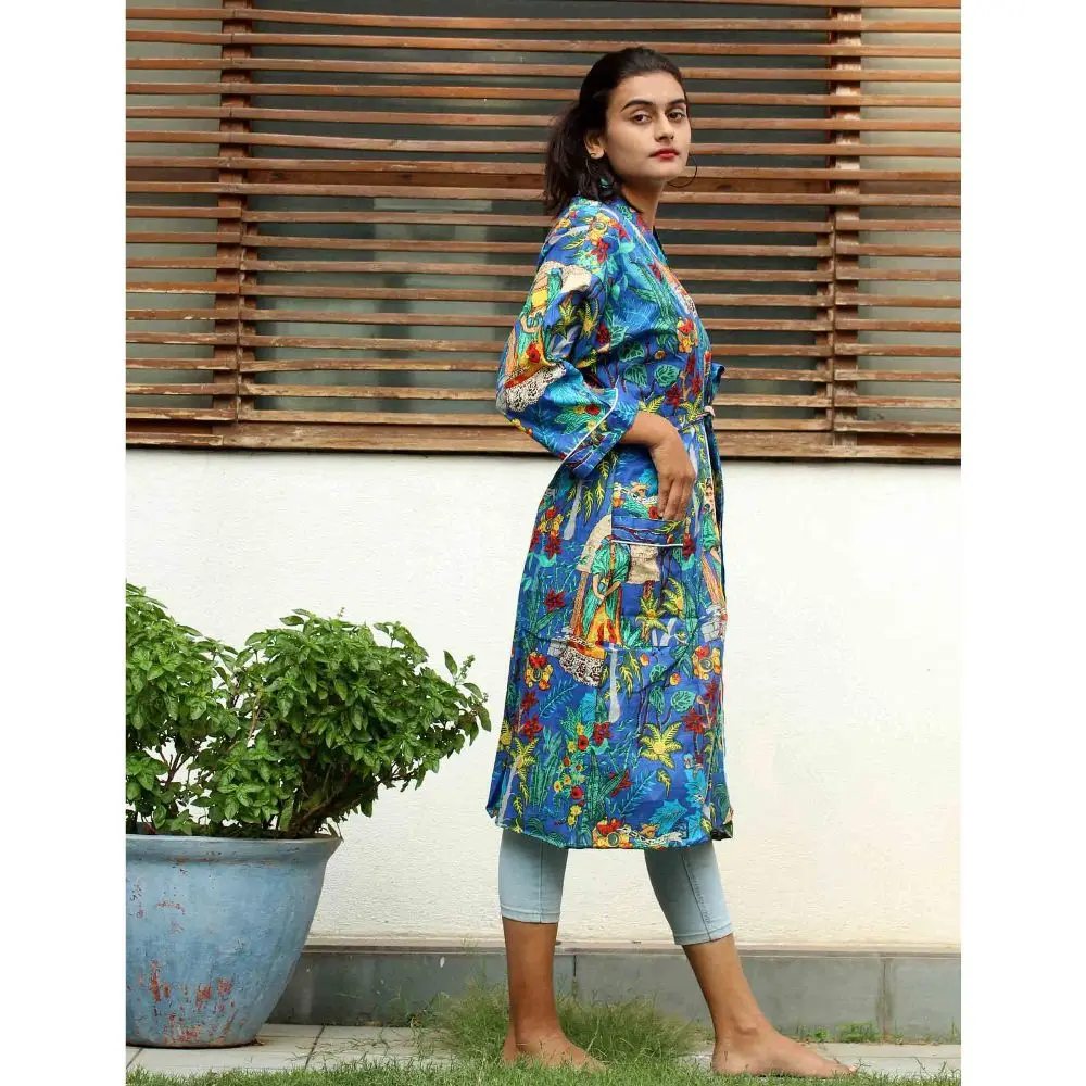 Indian Cotton Kaftan Maxi Dress for Women Printed Plus Size Tunic Free Size Body Cover with Long Style for Parties