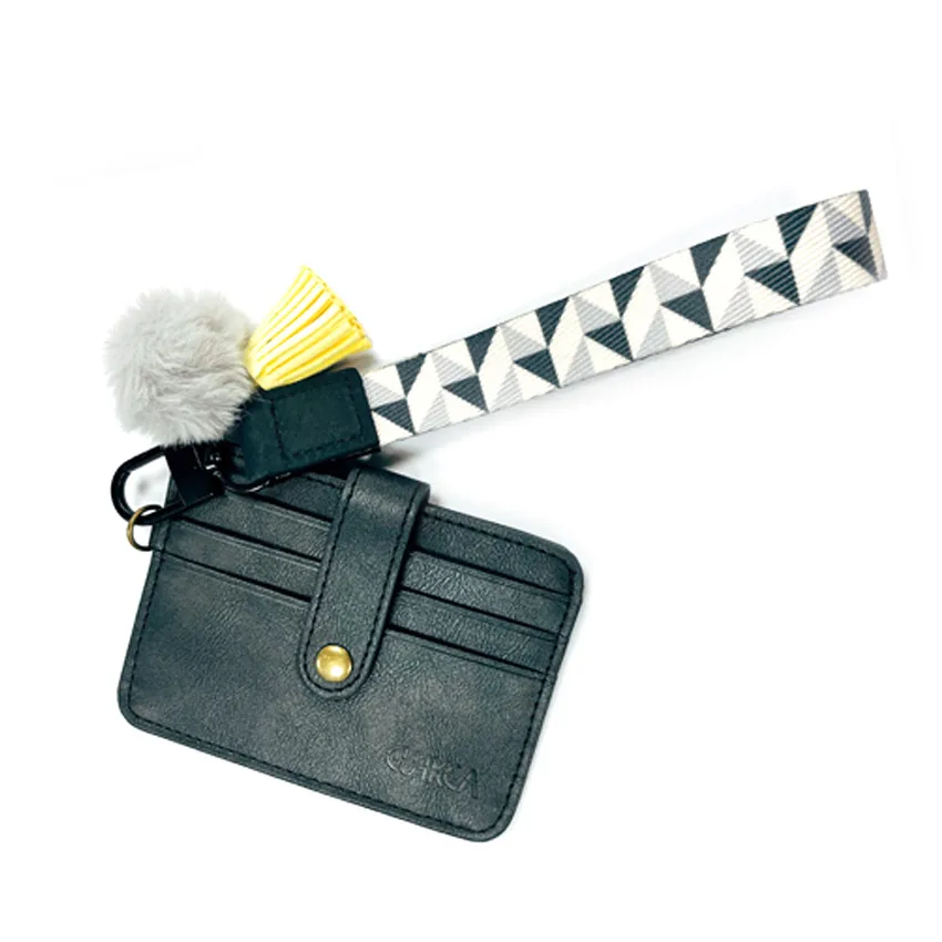 Оптовая продажа, милый брелок из полиэстера с меховым шариком, с логотипом на заказ