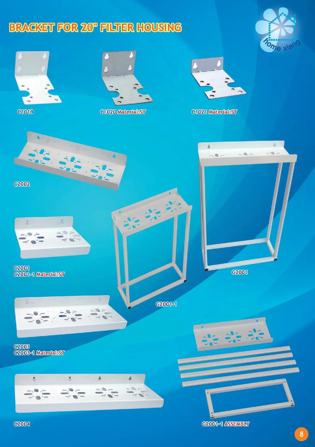 1 этап, L-образный, 10 дюймов и 20 дюймов, корпус фильтра для воды, система очистки, кронштейн из нержавеющей стали 304