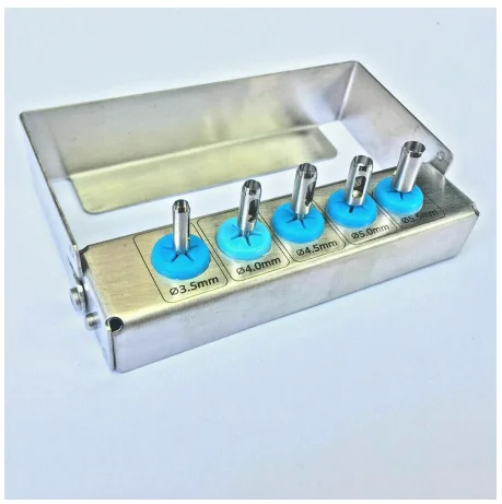 
Dental Implant Tissue Punch Kit 5 Pieces set Surgical Tools & Free Bur Holder 