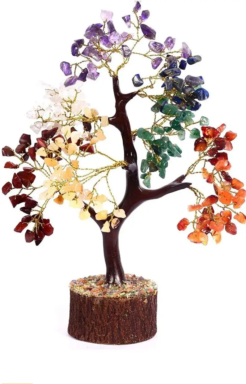 7 Seven Chakra Crystal Gemstone Bonsai Money Tree of 300 Beads Natural  Christmas Decorations Crystal tree Alfazal Agate