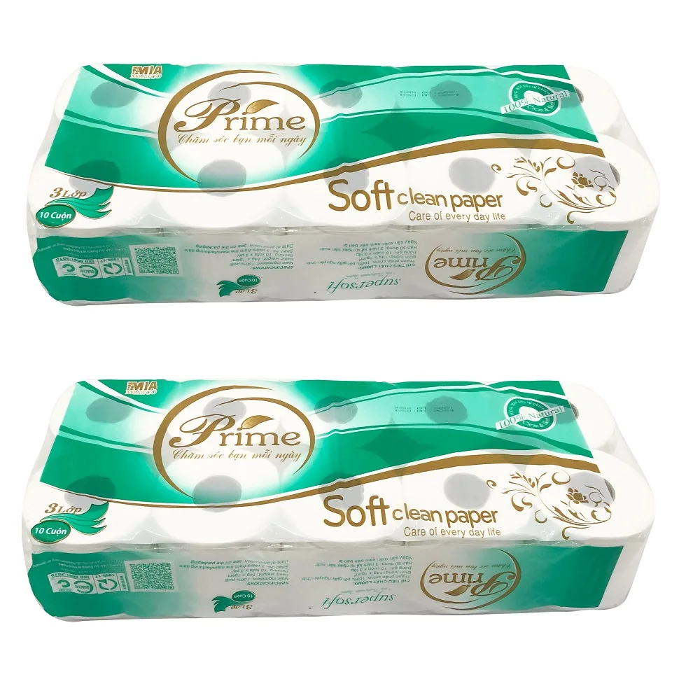 10 рулонов x 3 слой натуральной древсной массы Стандартный рулон Размер сердечника туалетной бумаги Prime Высококачественная специальная из