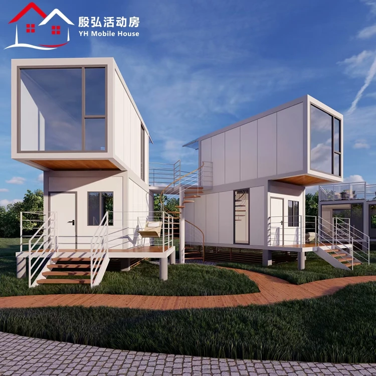 Aluminium Glass Extension New Reflective Steel Frame Container Homes 40ft Luxury House Tempered Portable Modular Houses
