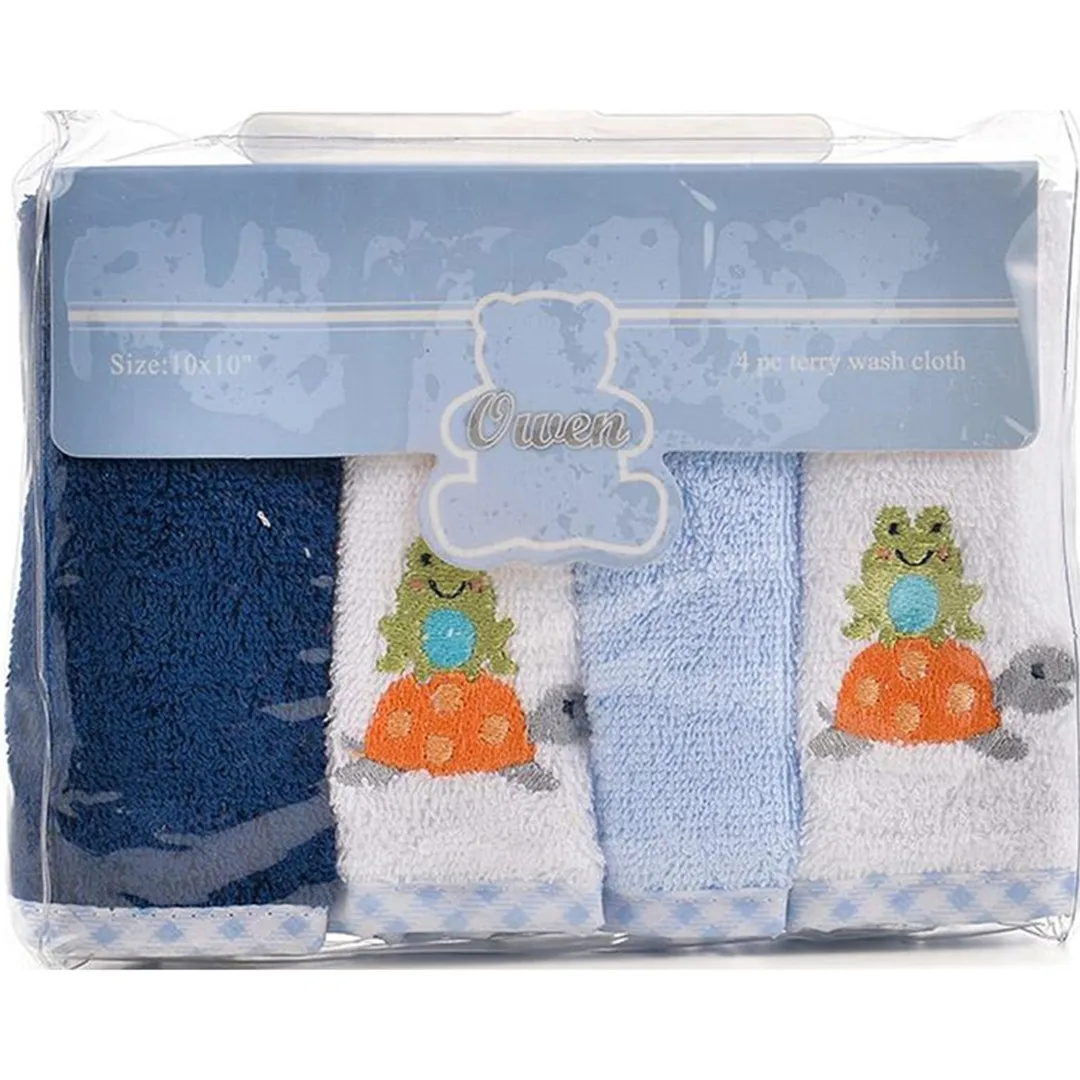 Овэнь малыш, 4 шт., 100% хлопок, с животным принтом, вышитая простая махровая Мочалка для малышей