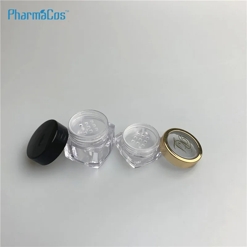 3g 5g 10g square gold window lid  jars  makeup glitter jar plastic gloss containers jar portable  empty container for nails