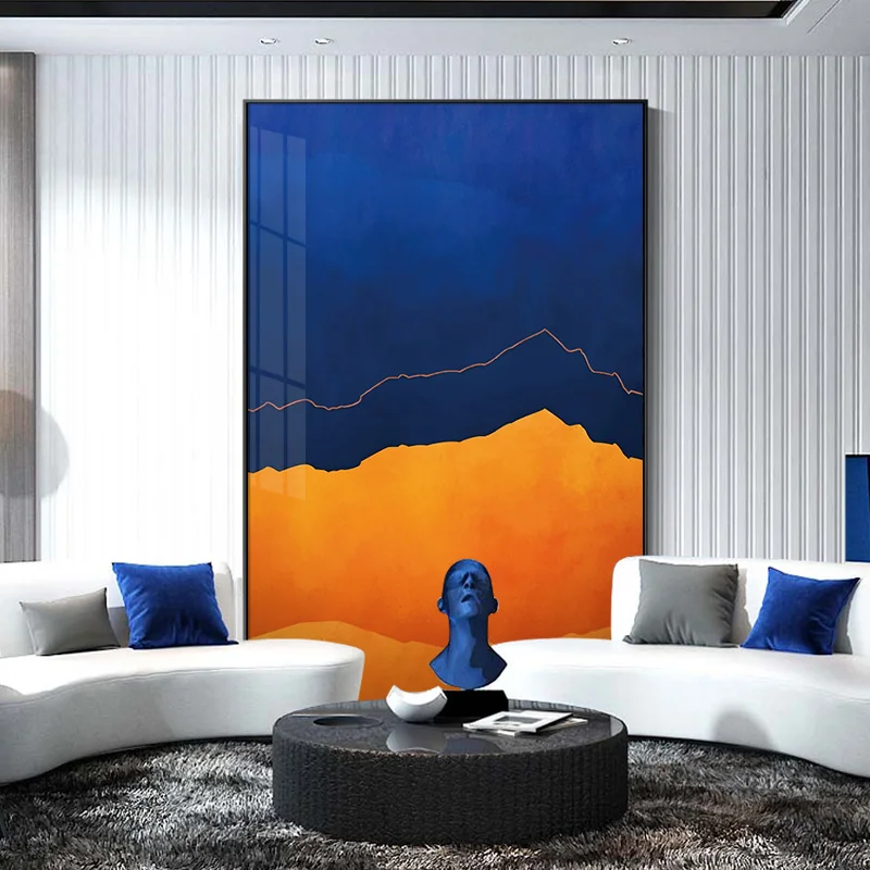 Художественная картина в современном стиле с изображением оранжевого и синего цветов украшение для дома холст гостиной спальни 20*30 дюймов/50*75 см