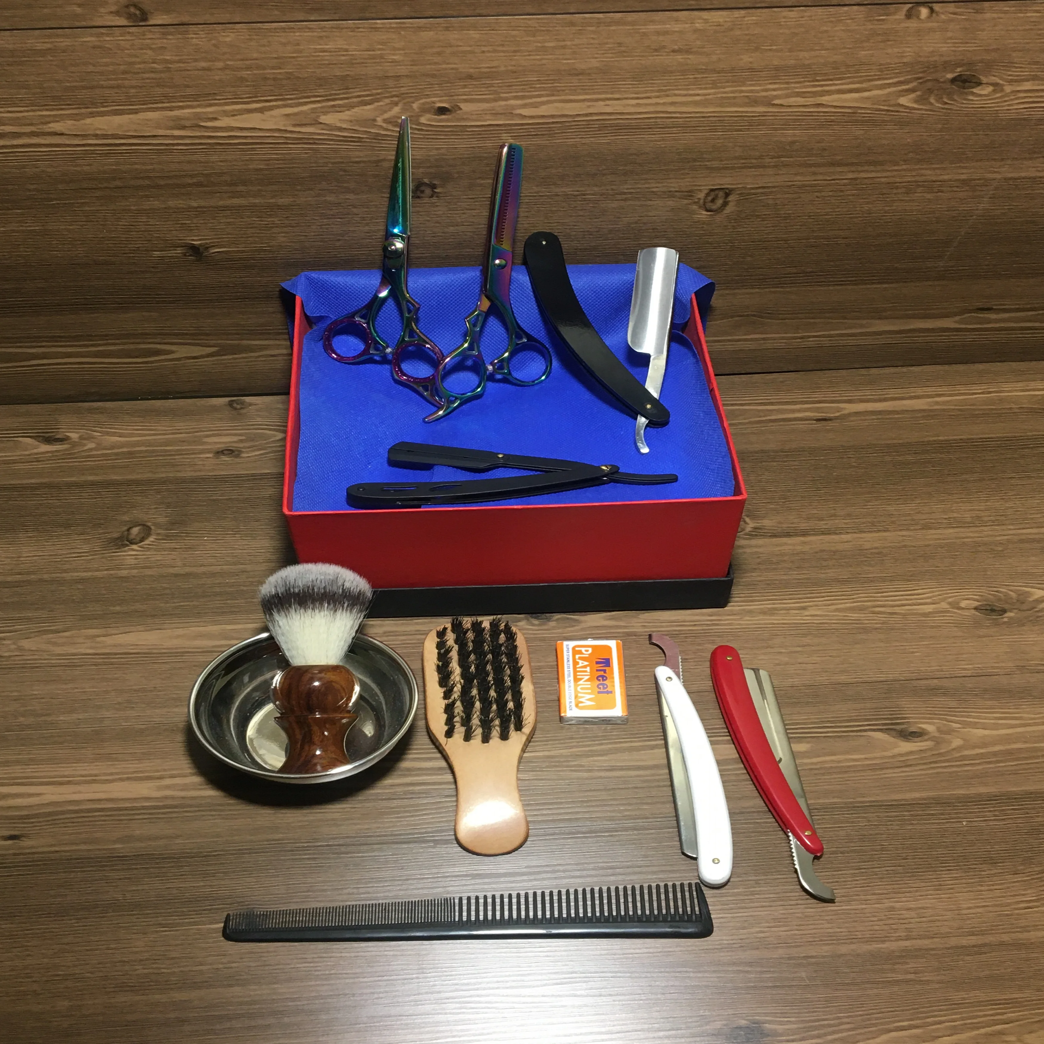 Professional Pro Men Barber Salon Shaving Complete 10 PCS Luxury Kit Shaving Set