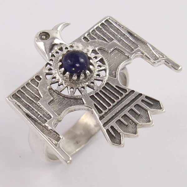 Eagle Unique Design 925 Pure Sterling Silver Ring All USA Size Natural Lapis Lazuli Rings 5x5 Round Cab Gemstone