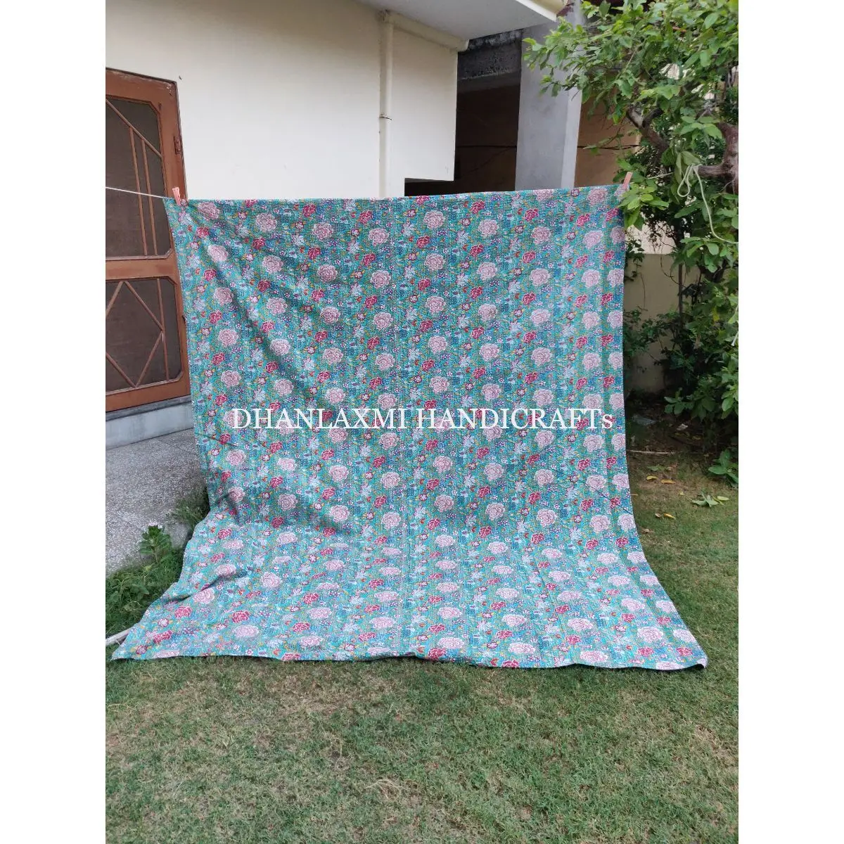 Beautiful Floral Print Indian Bohemian Kantha Quilt Handmade Home Decorative 100% Cotton Wholesale Kantha Bedspread