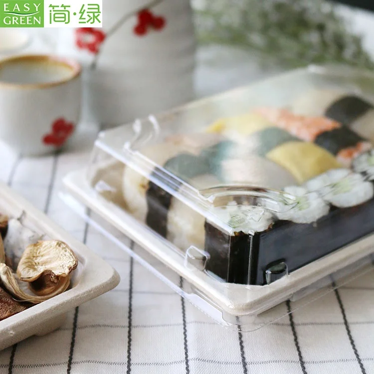  Easy Green Disposable Compostable Biodegradable Paper Sushi Food Tray Base With Lids