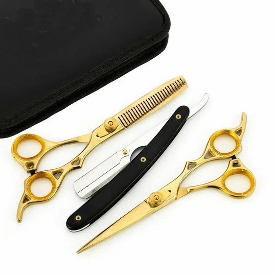 Hair cutting scissors shears kit set barber hair hairdressing scissors hair scissors set with razor haircuts Barber Shop