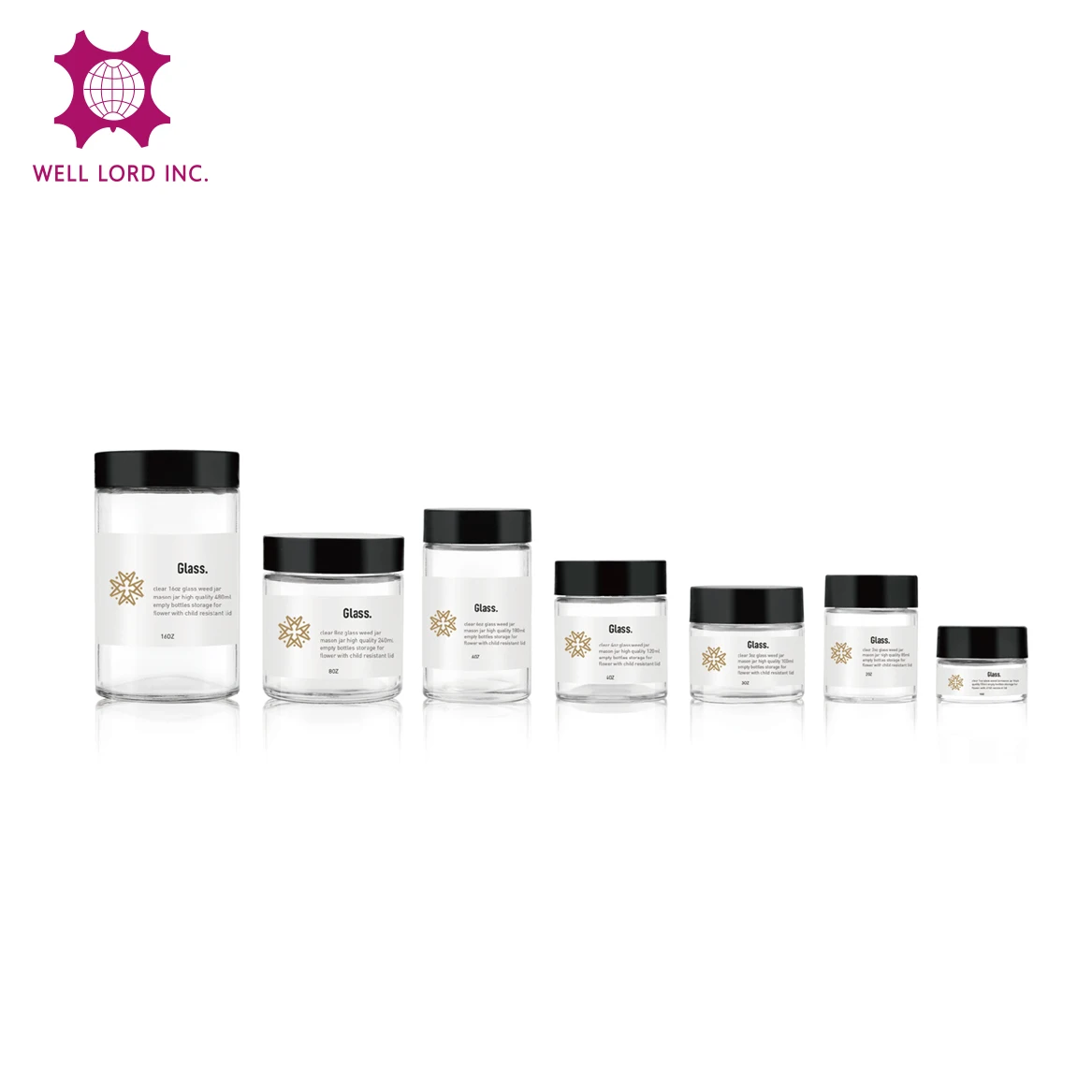 Customization label glass jar cylinder 180mL clear glass black screw cap honey jar glass