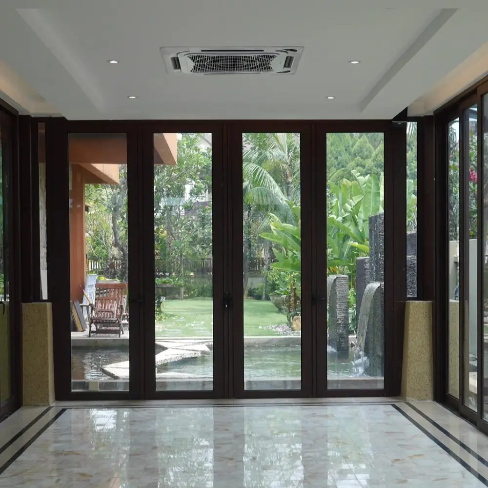 
Рама из алюминиевого сплава, складное стекло двойного сложения, дверь, цены на продажу, индивидуальный OEM ODM производство Малайзия 