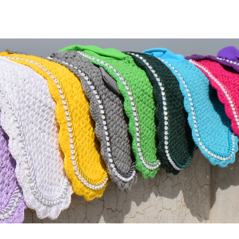 
All Colours Strass Horse Silent Ear Bonnet horse fly veil ear bonnet 