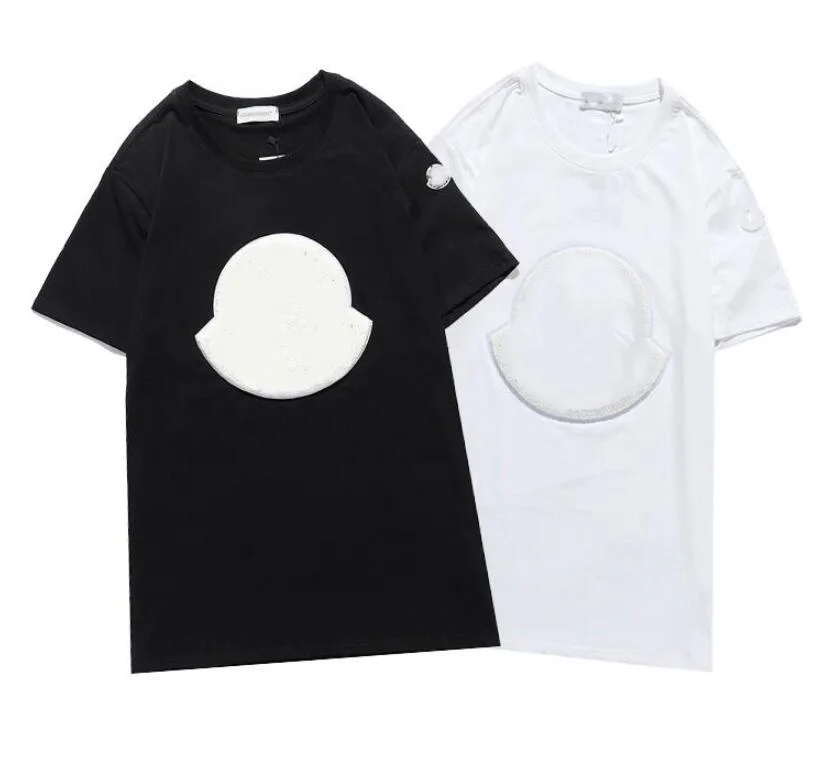 Unisex New Embroidery T-shirt fashion Men and women Design T-shirts Female T-shirts high quality black and white