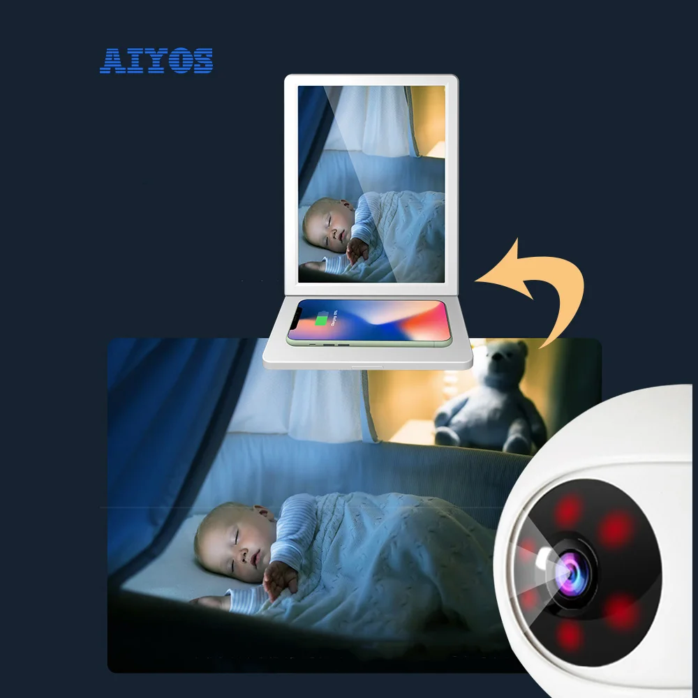 1080p Full HD Беспроводной Wi-Fi Android домашний радионяня безопасность ночное видение цифровой дисплей экран с беспроводным быстрым зарядным устройством