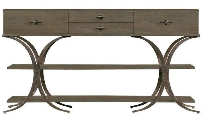 Buffet sideboard with brown walnut finished wooden top