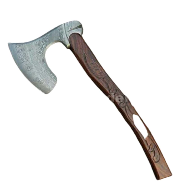 Топор из дамасской стали ручной работы с ручкой из натурального дерева, новая модель