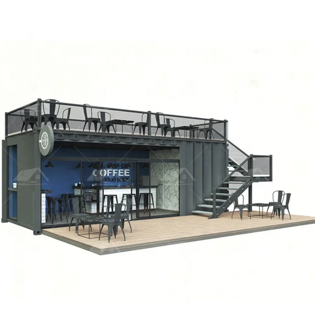 customized shipping container coffee shop design 40ft prefab homes