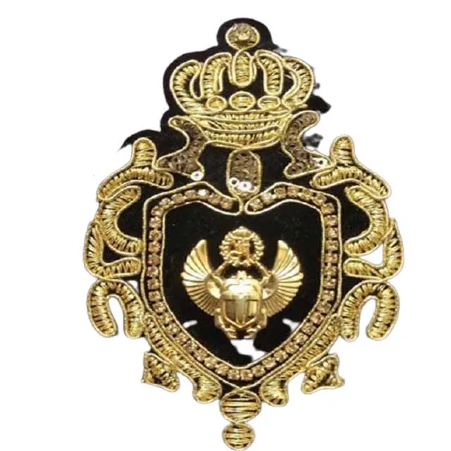 Hand Embroidered Heraldic Blazer Badge Crest With Gold & Silver Bullion Wire