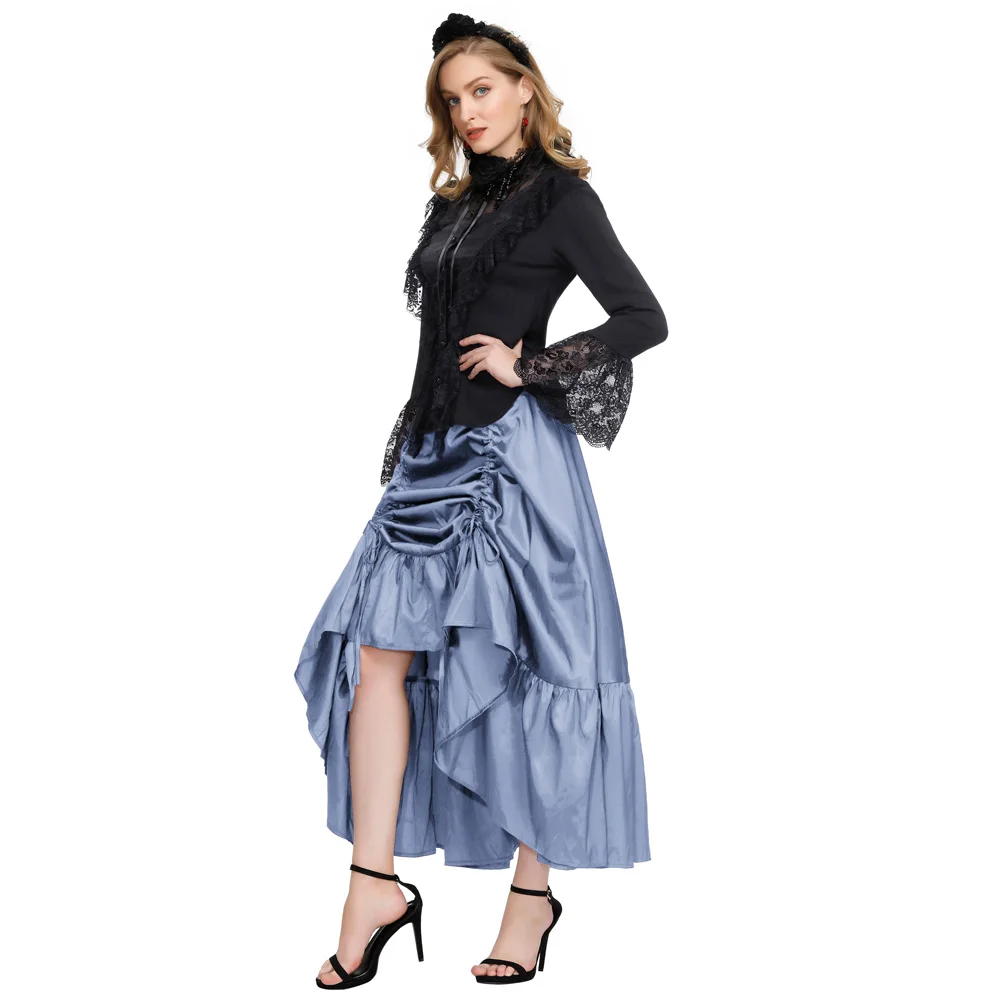OEM Women Adjustable High-Low Elastic Waist Gothic Renaissance Steampunk Women Long Skirts