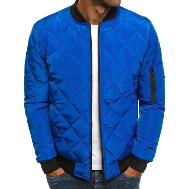 Men Quilted Padded Puffer Jacket Casual Zip Up Winter Warm Coat Bomber Outwear custom bubble jacket men