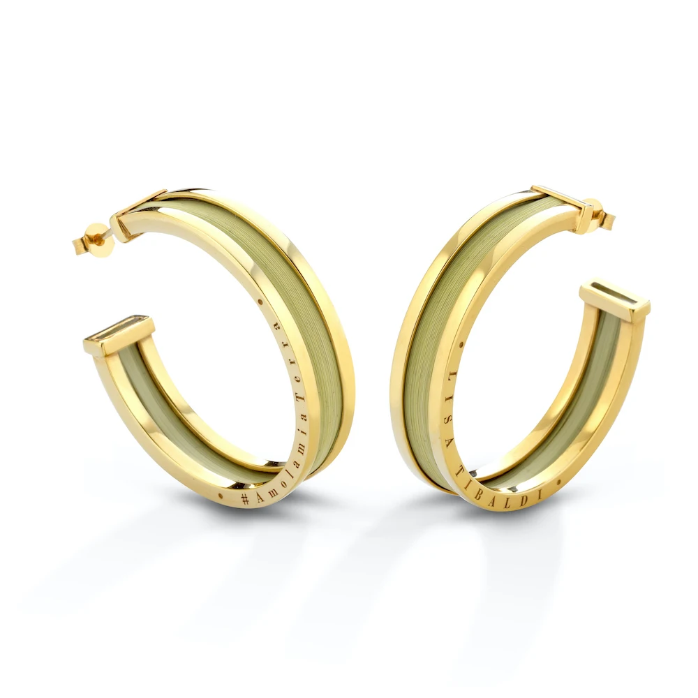 
Eco Handmade in Italy Style Circle Earrings 01Luxury woman Italian sustainable fashion brand Costume Jewelry plated bronze 
