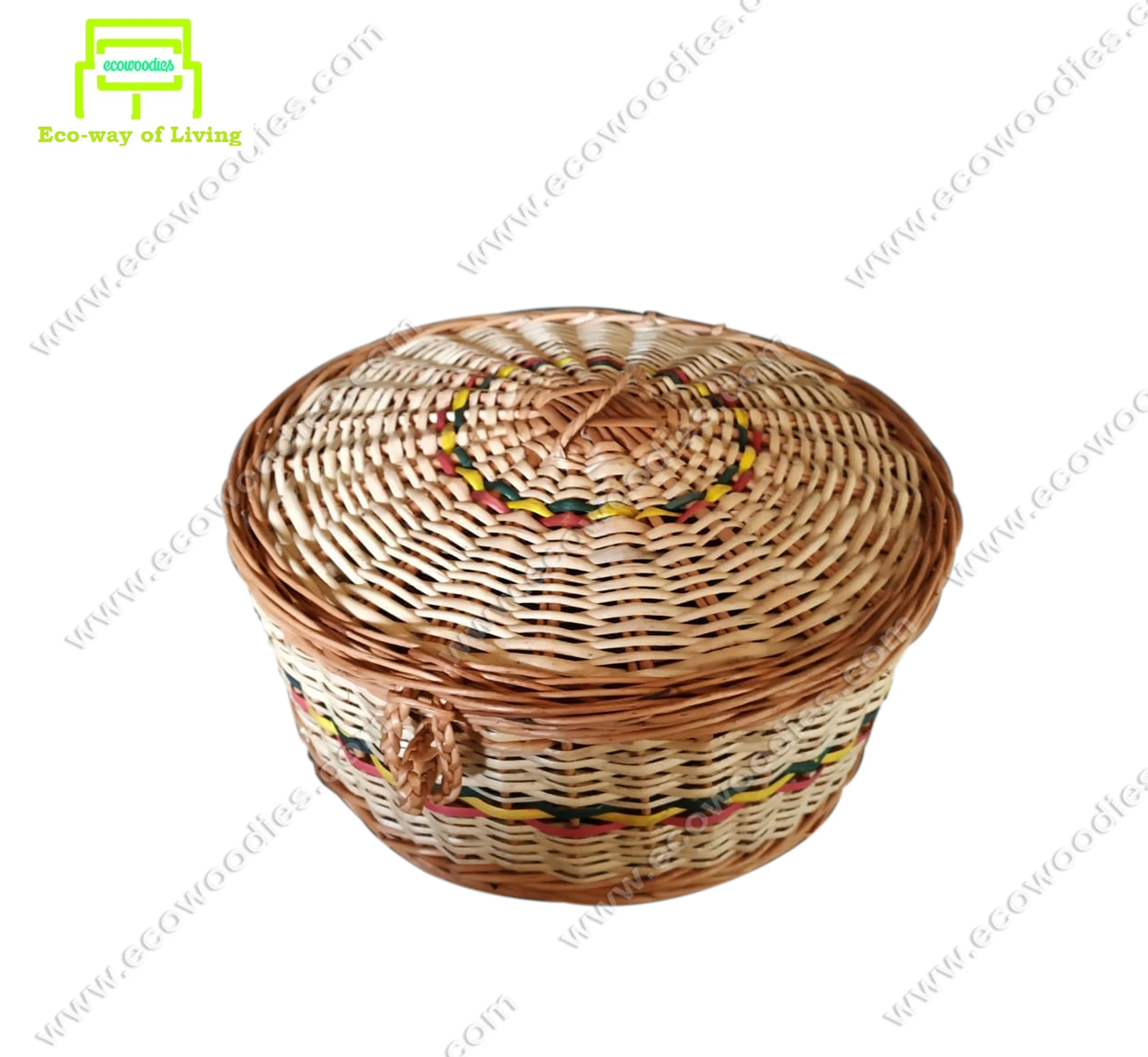 
Eco Friendly Round Bamboo Rattan Wicker Bread Basket with Lid Storage Box Spice Container Dining Restaurant Home Multipurpose 
