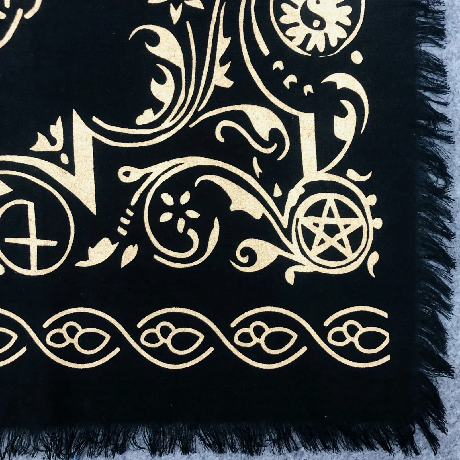 Altar Cloth Celtic Tree of Life Witchcraft Black Gold Table Cloth Square Altar Pagan Spiritual Celestial Deck Cloth