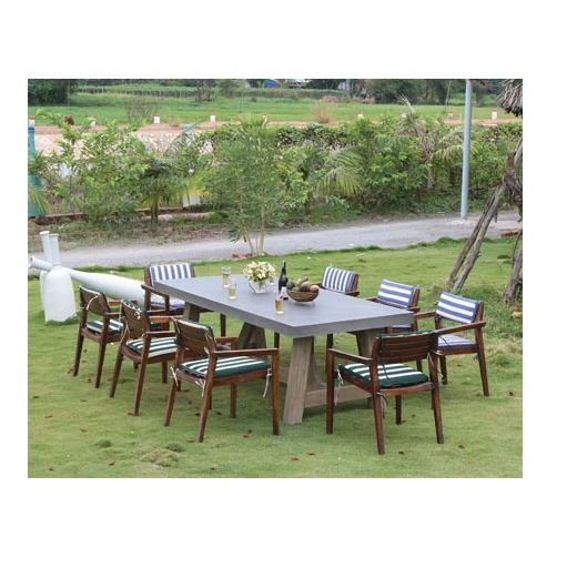 Водонепроницаемый квадратный обеденный стол с устойчивой деревянной ножкой для уличной гостиной, легко моется бетонная мебель