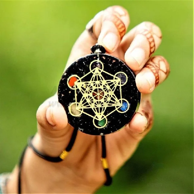 Black Tourmaline Orgonite Pendant | Orgonite Necklace EMF Protection | Pendants Gemstone Agate Protection Crystal IN;7903232