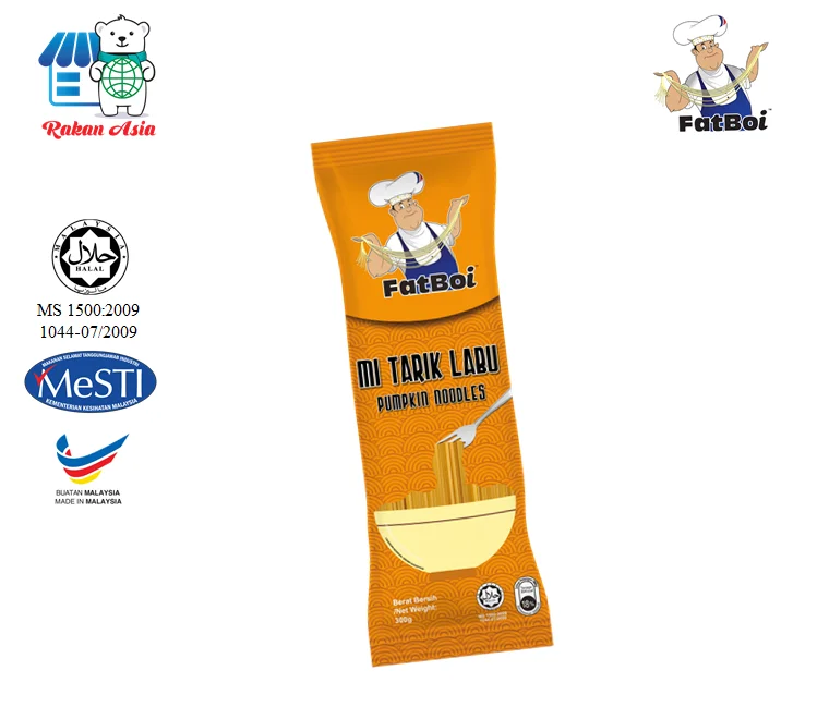 Hot Selling Malaysia High Quality FATBOI Noodle 300g - Pumpkin Halal Certificate for Soup Fried Chewy Soft Springy