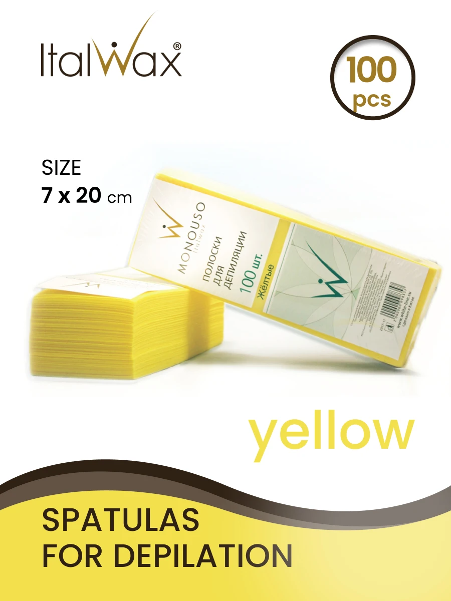 Strips for depilation 7*20 cm 100 pcs yellow high-quality material not soak or flake wholesale, depilate