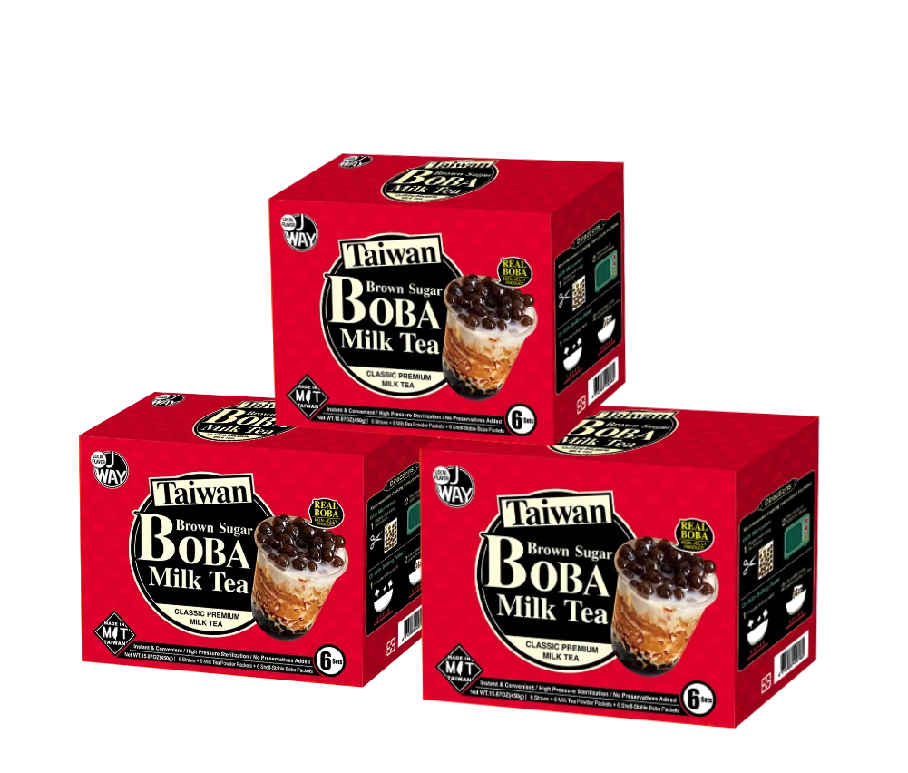 Best taste Brown Sugar Bubble Tea Set (6 pcs) with 6 straws Taiwan Boba Tea  with Big Tapioca Pearls