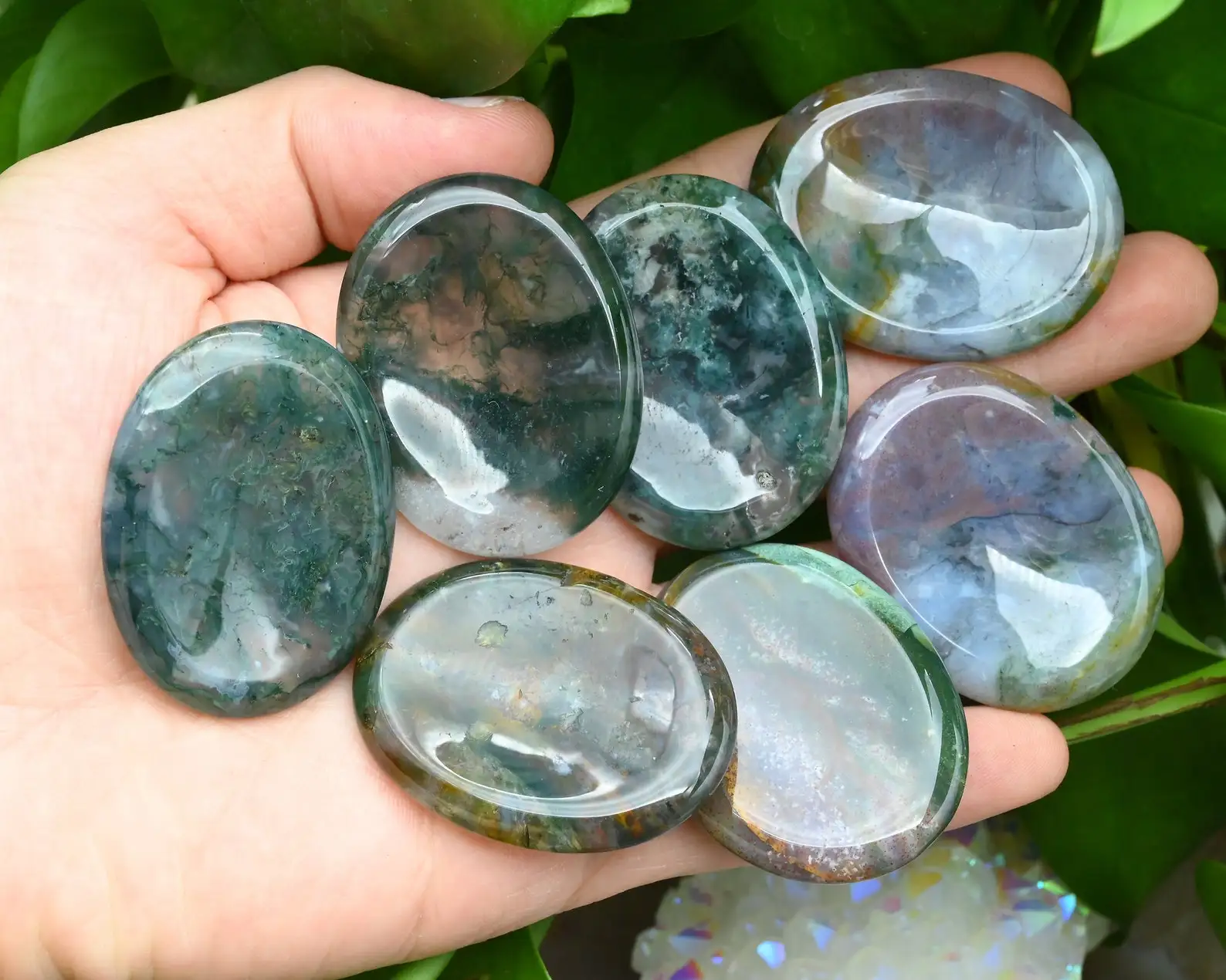 Moss Onyx Worry Stone Thumb Stone Chakra Reiki Crystal Items Alfazal Agate Handmade Natural Size 35x45 MM Gemstone Feng Shui