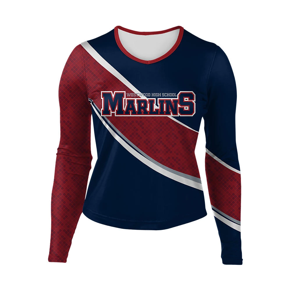 Top Quality Custom Made Women Cheer Long Sleeve Shell Marlins