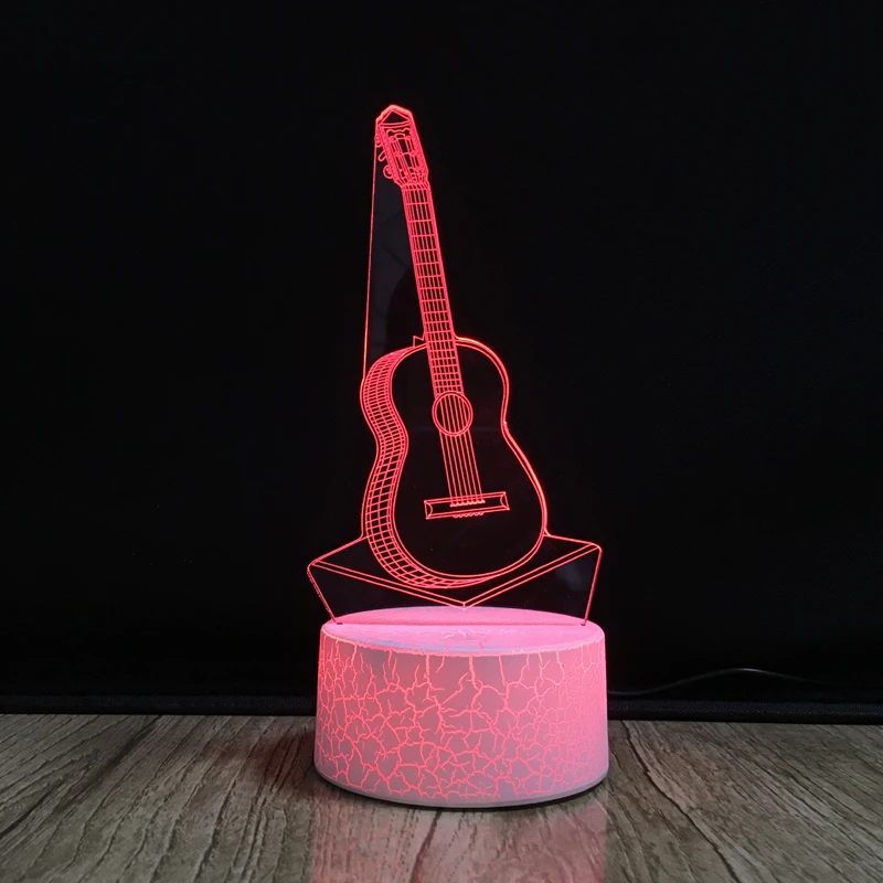 3D Illusion Lamp Guitar Night Light LED Desk Table Lamp 7 Color Changing Touch Sensor Nightlight