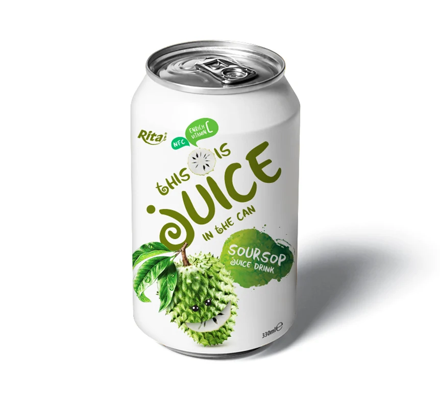 Distributor Fruit and Vegetable Juice Healthy Soursop Fruit Juice 330ml x 24 Cans with 30% Fruit Concentrate