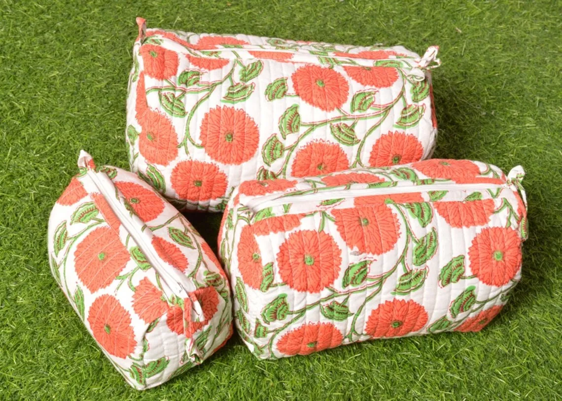 Indian Handmade Cotton Quilting Water Proof Lining Multi Color Carry Pouch Hand Bag