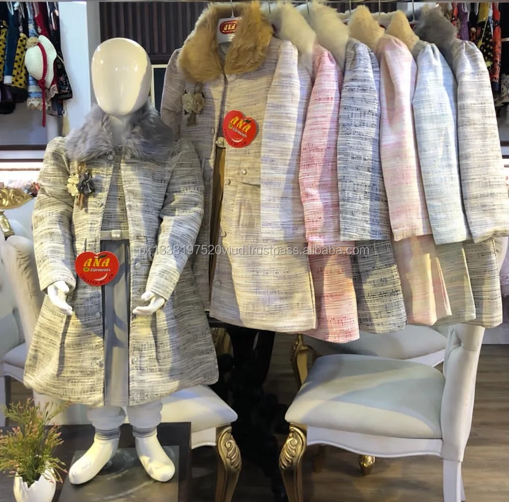 khaddar fabric coat with silk frock beautiful coat with amazing design beautiful silk frock with hairband