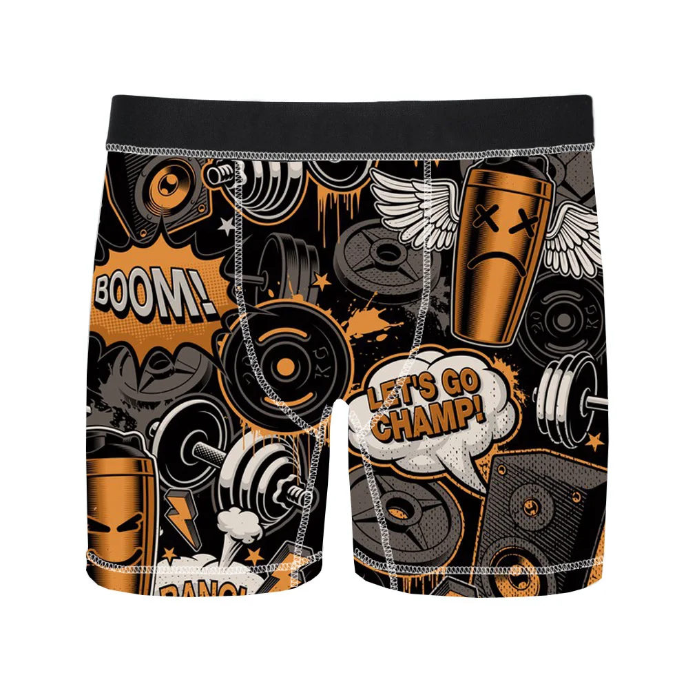 Fashionable Funny Cartoon Print Custom Men Briefs Underwear 100% Cotton Boxer Shorts